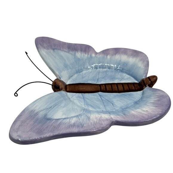 Yankee Candle Butterfly Ceramic Jar Holder 8.5"x6" Serene Blue Purple Home Decor - Picture 5 of 12